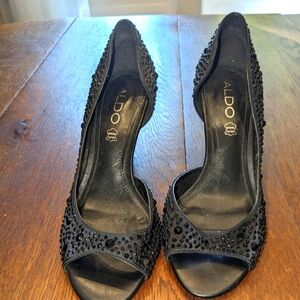 Sz 7 Aldo Leather Rhinestone Party Pumps